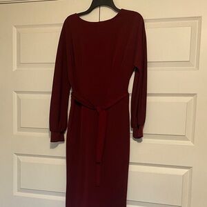 Chic Long Sleeve Burgundy Dress